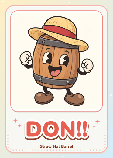 Retro Toon DON!! set · Straw Hat Barrel printable cards preview