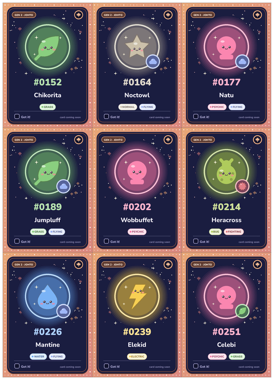 Johto Pokémon placeholders (Starlight) printable cards