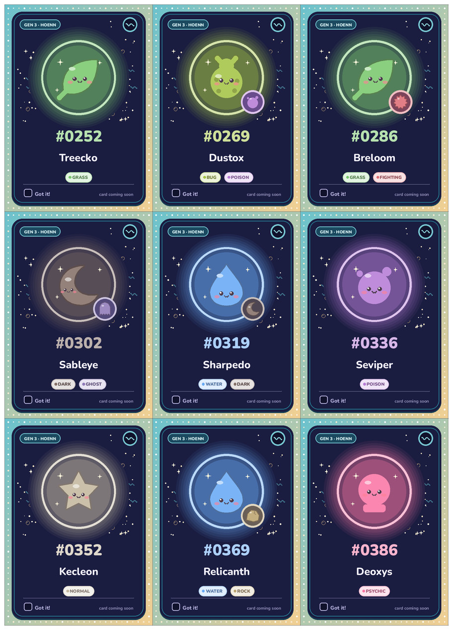 Hoenn Pokémon placeholders (Starlight) printable cards
