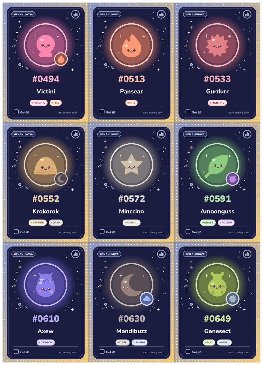 Unova Pokémon placeholders (Starlight) printable cards