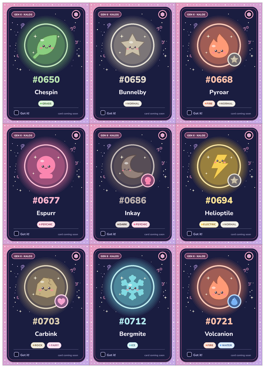 Kalos Pokémon placeholders (Starlight) printable cards
