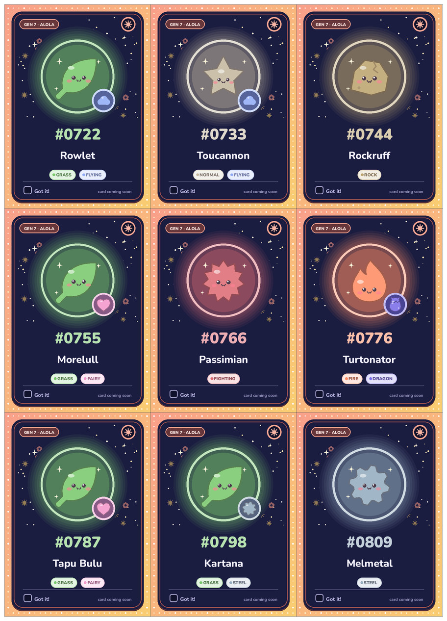 Alola Pokémon placeholders (Starlight) printable cards