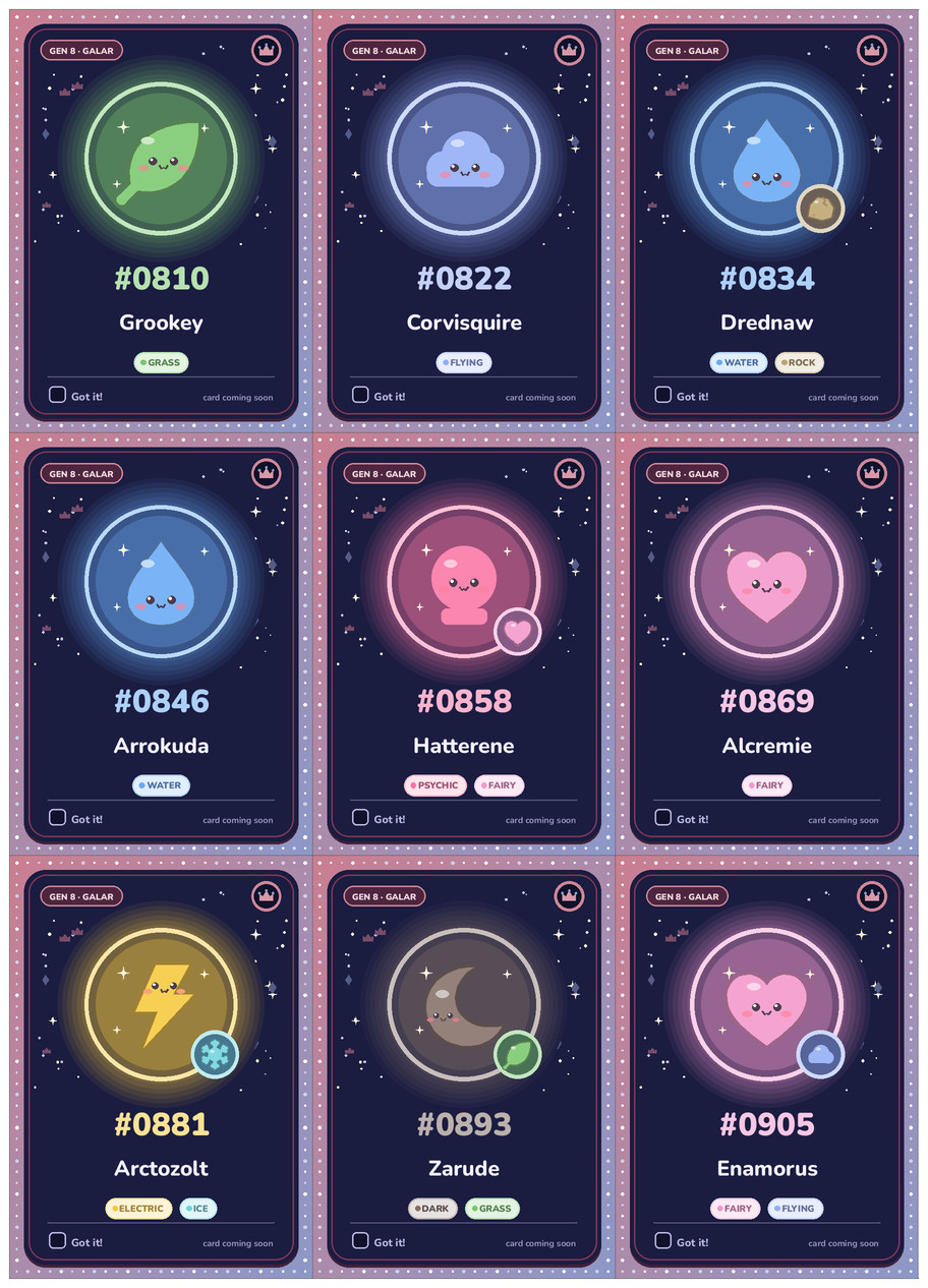 Galar Pokémon placeholders (Starlight) printable cards