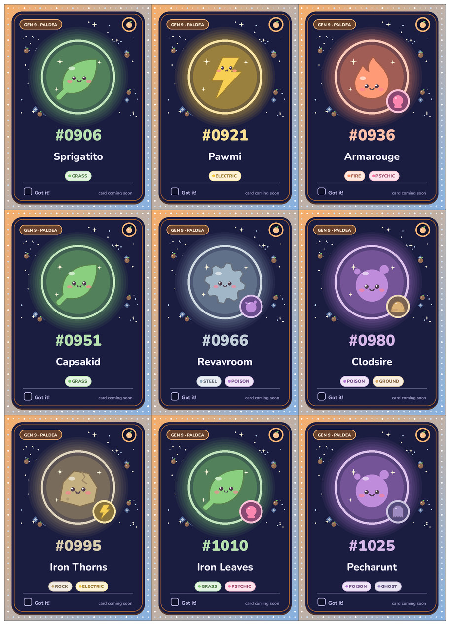 Paldea Pokémon placeholders (Starlight) printable cards