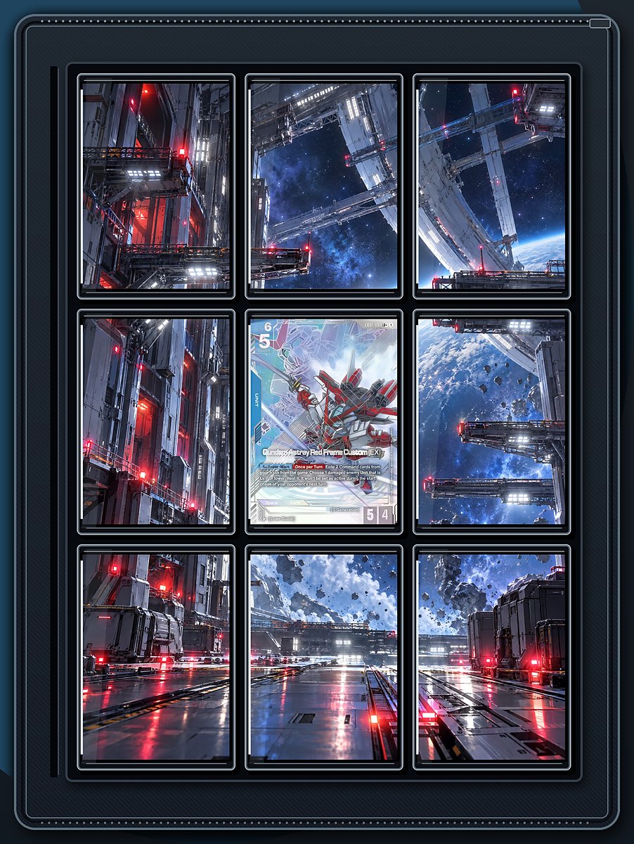 Gundam Astray Red Frame Custom Orbital Shipyard extended-art binder page preview