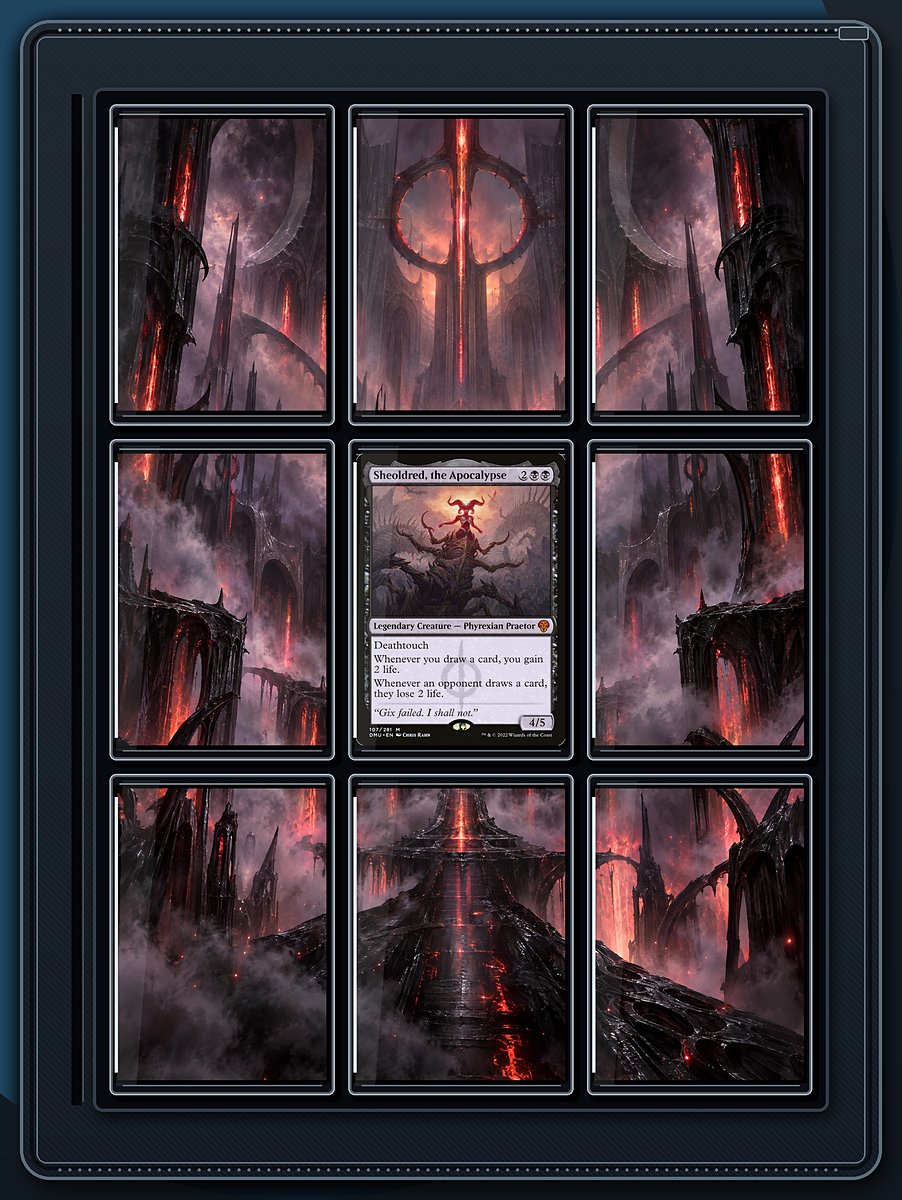 Sheoldred Crimson Cathedral extended-art binder page preview