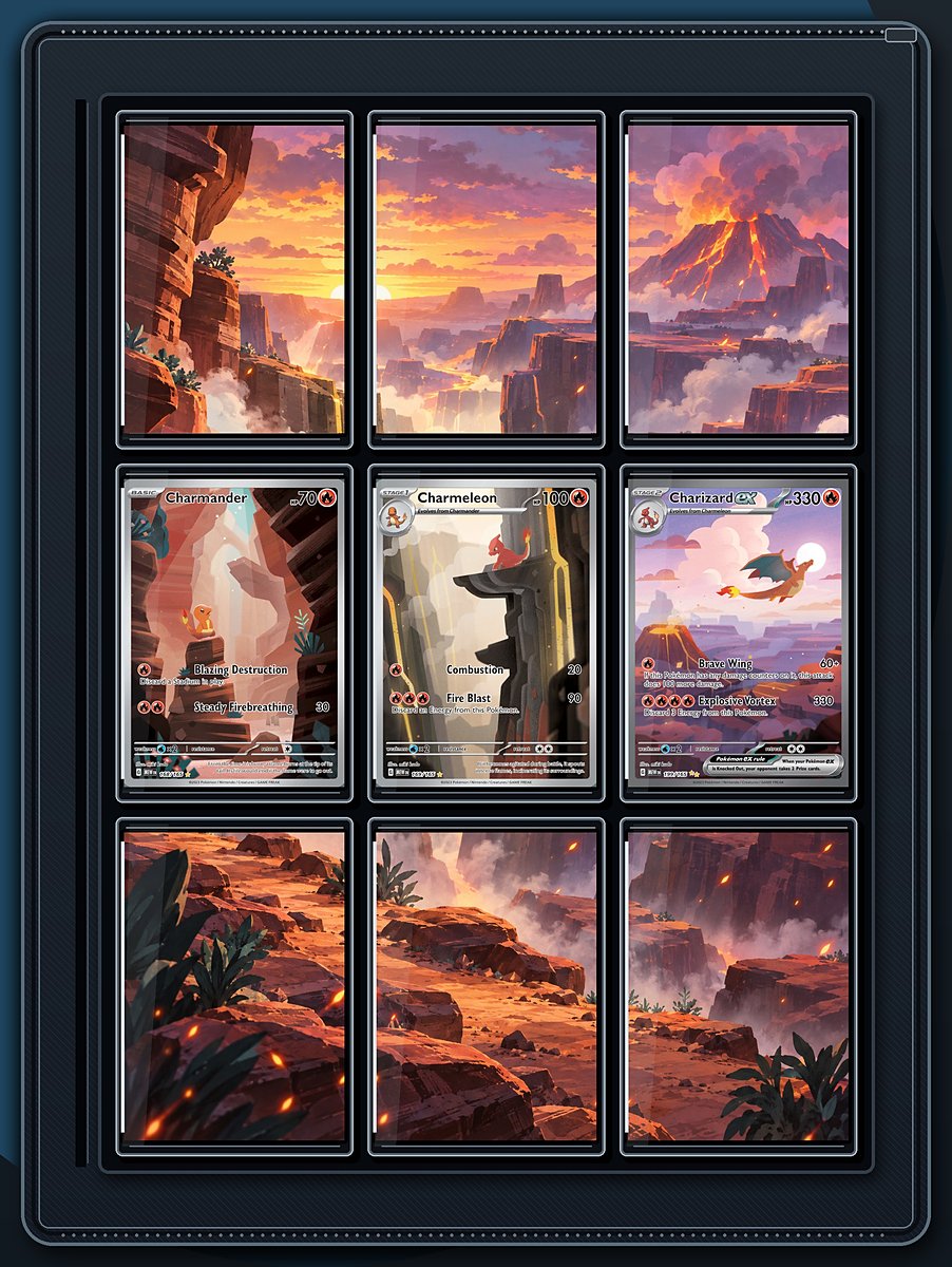 Charmander to Charizard Canyon Trail extended-art binder page preview