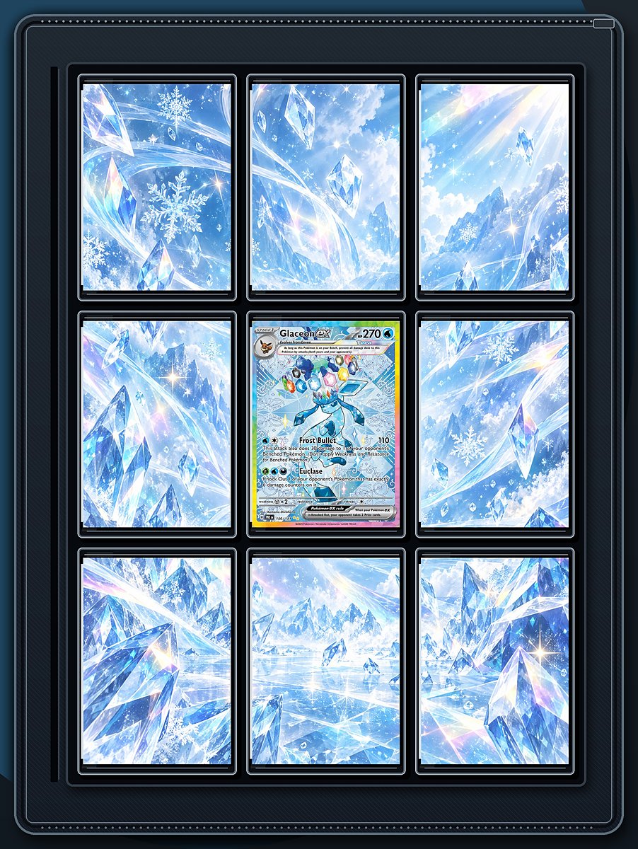 Glaceon ex Frost Crystals extended-art binder page preview