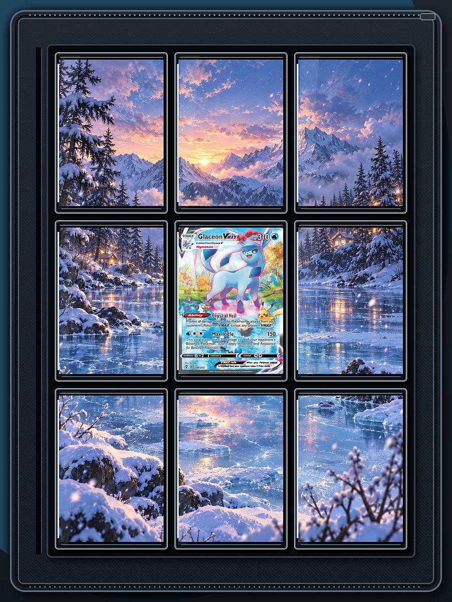 Glaceon VMAX Snowy Lake extended-art binder page preview