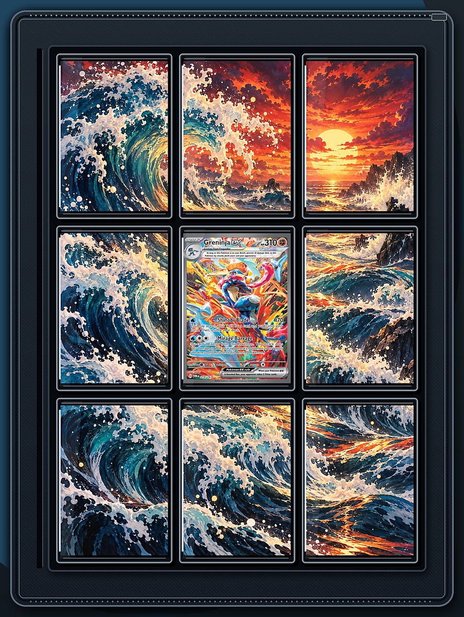 Greninja ex Tidal Sunset extended-art binder page preview