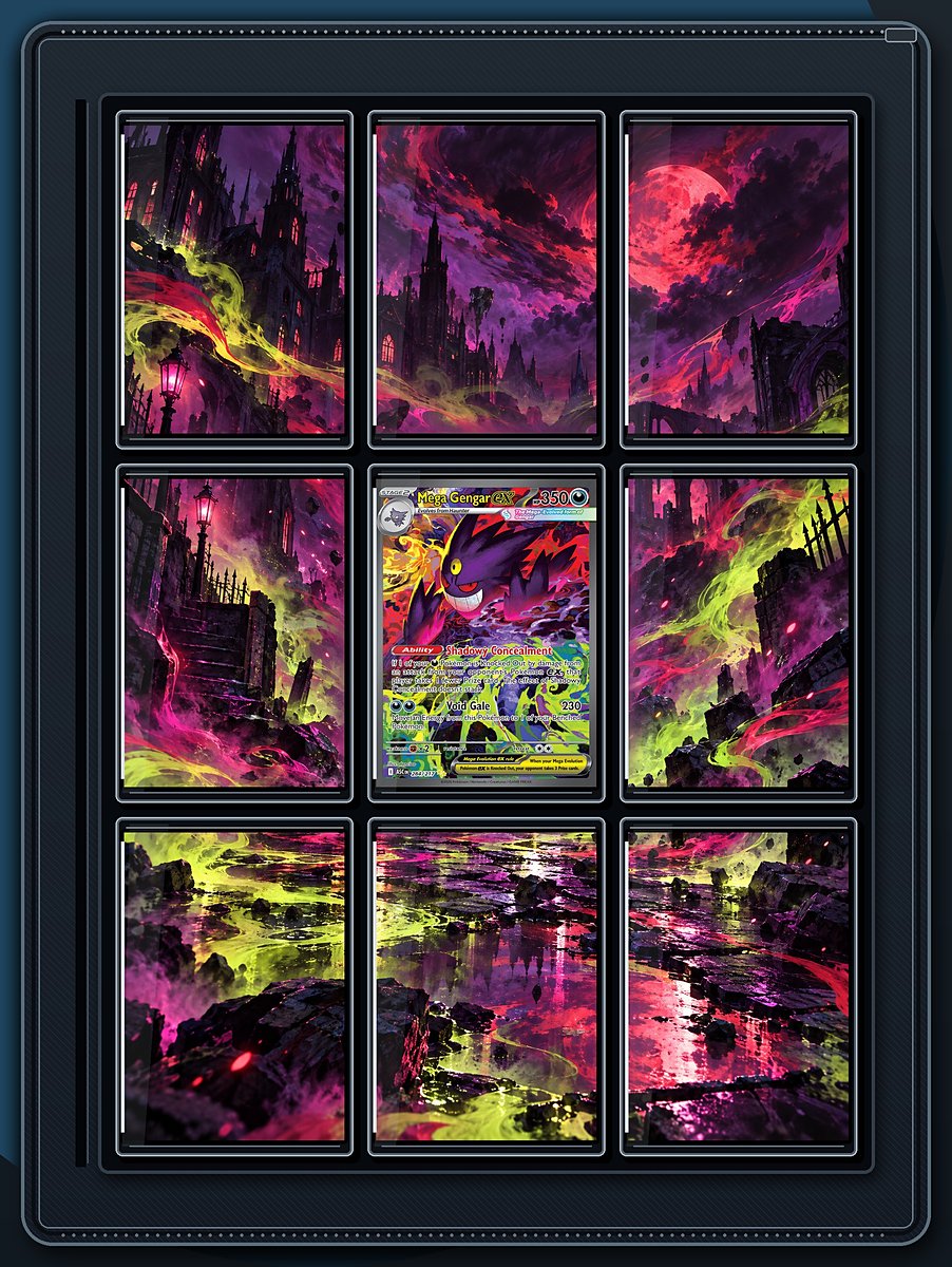 Mega Gengar ex Toxic Midnight extended-art binder page preview