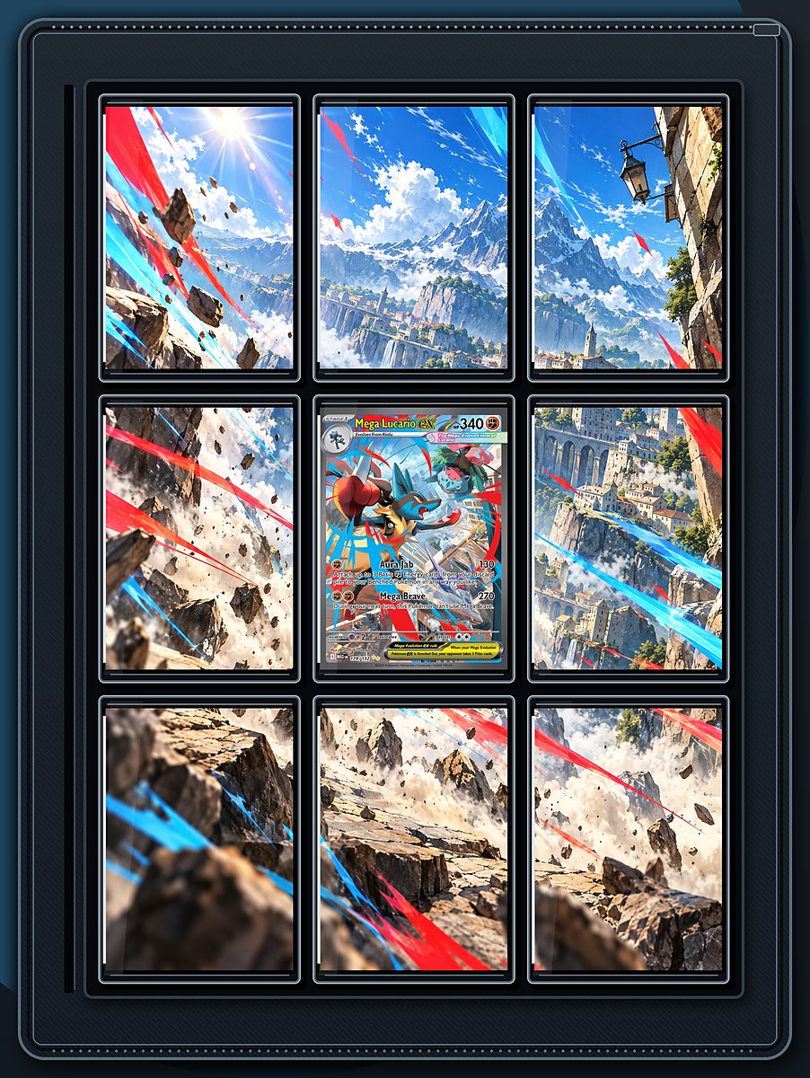 Mega Lucario ex Rocky Summit extended-art binder page preview