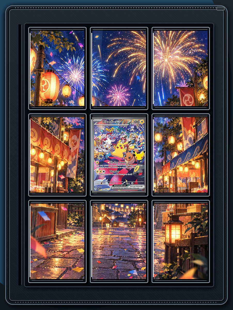 Pikachu ex Festival Night extended-art binder page preview