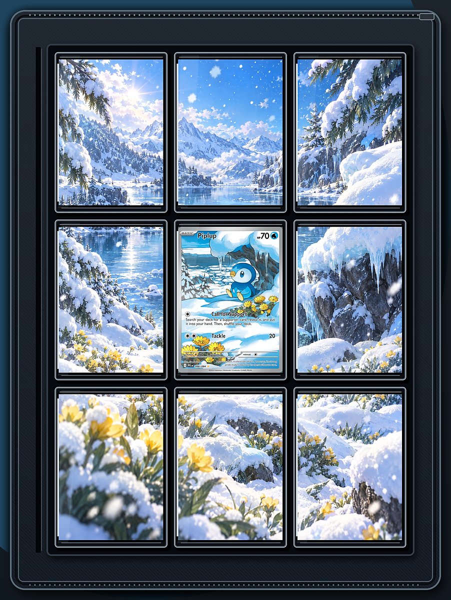 Piplup Snowbloom Meadow extended-art binder page preview