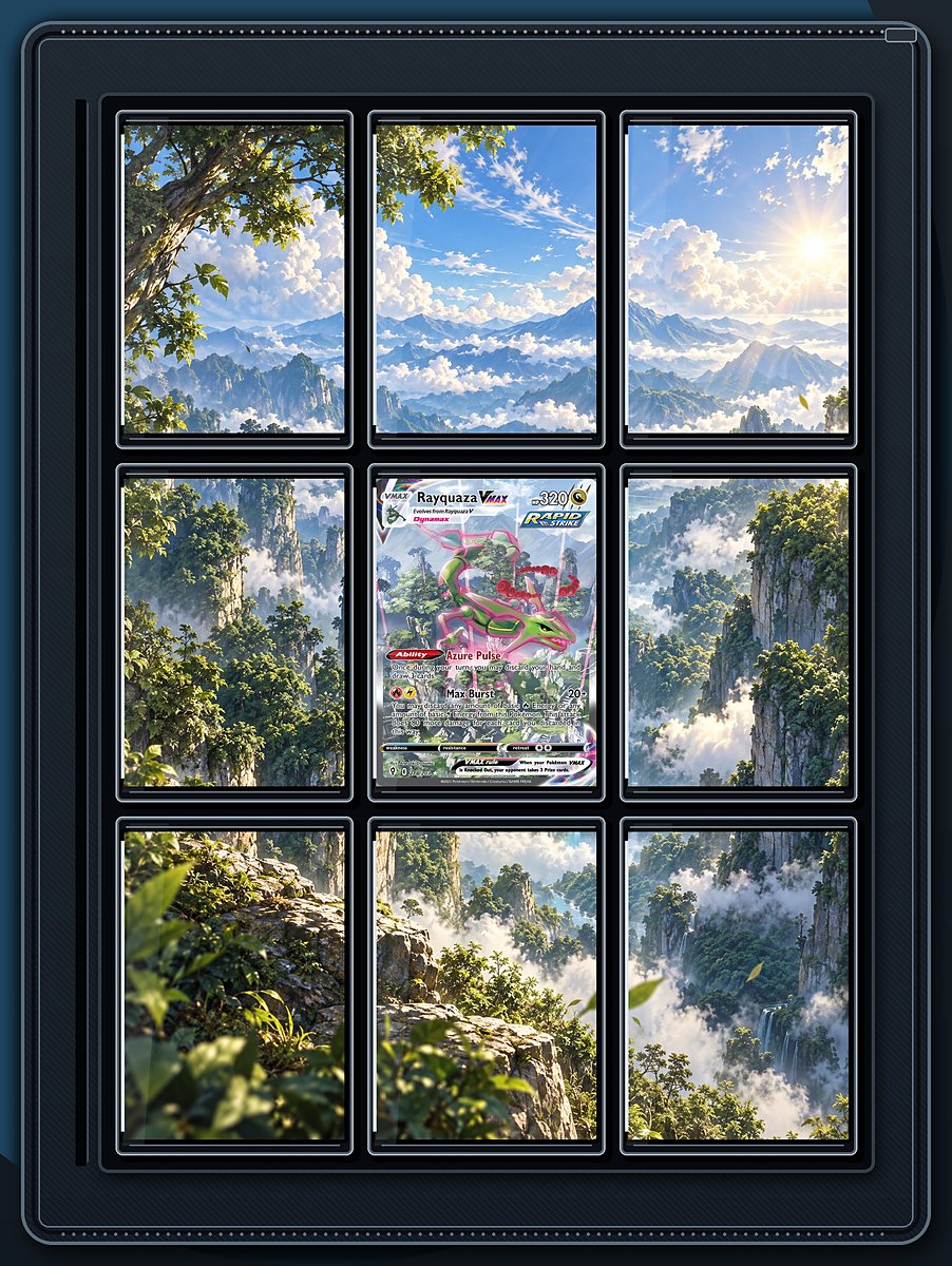 Rayquaza VMAX Sky Pillar Valley binder page preview