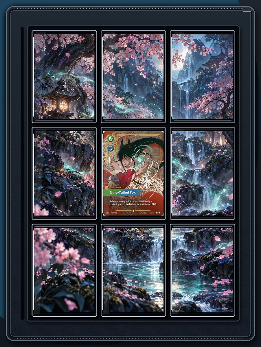 Ahri Spirit Blossom Falls extended-art binder page preview
