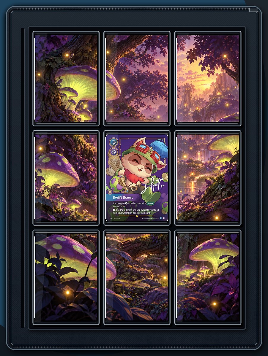 Teemo Mushroom Grove extended-art binder page preview