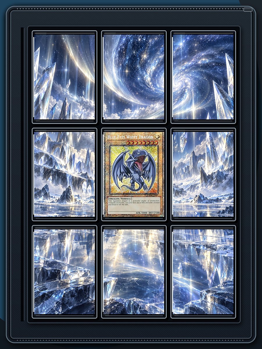 Blue-Eyes White Dragon Crystal Vortex extended-art binder page preview
